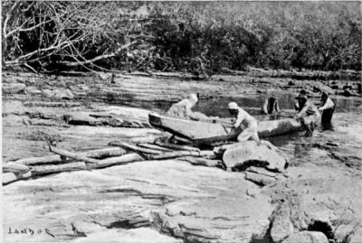 The Wooden Railway constructed by Author in order to take the Canoe Overland for Two and a Half Kilometres at the August Falls.
