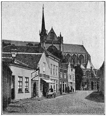 Kreukelmarkt met gezicht op de Gr. Kerk te Goes.