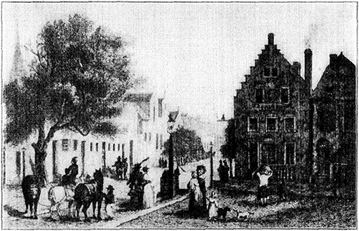 North Pearl St., Albany (About 1780) Looking North from State St. to Maiden Lane