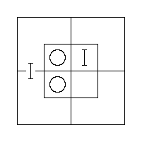 Diagram representing x m exists all y are m