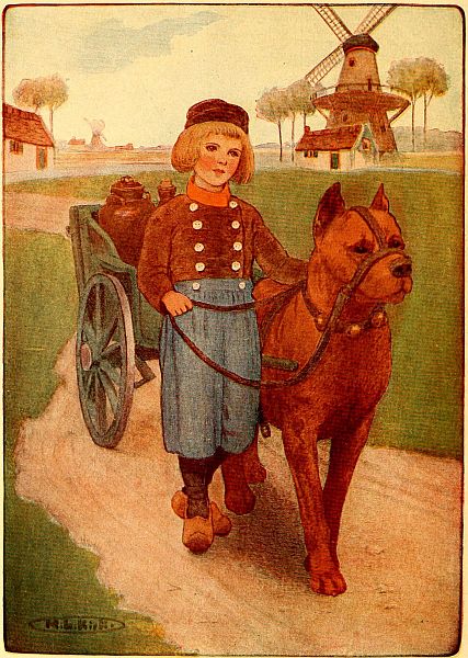 Boy with dog cart