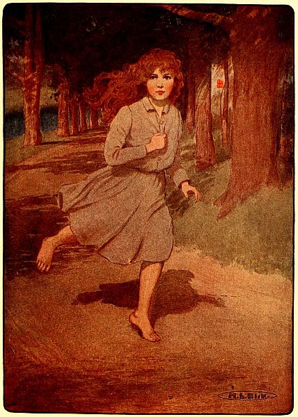 girl running through woods