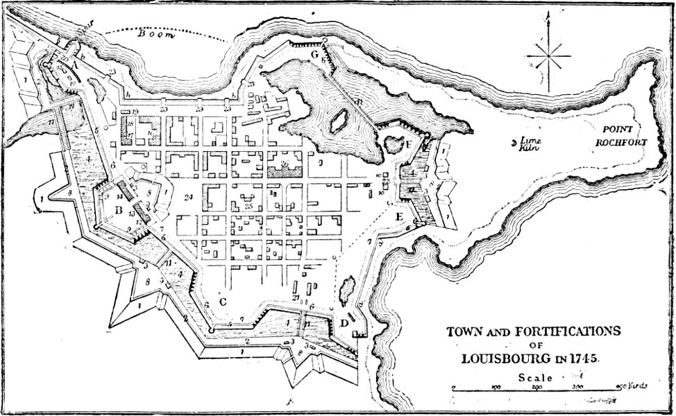 TOWN AND FORTIFICATIONS OF LOUISBOURG IN 1745.