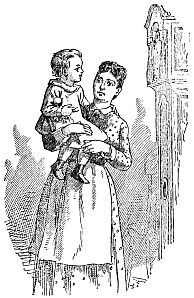 woman holding child up to clock