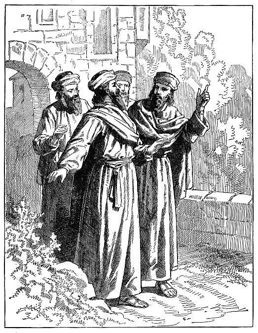 four men in Biblical clothes talking
