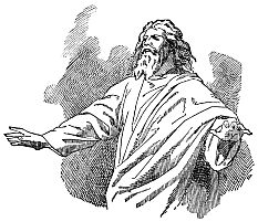 man in Biblical clothes with arms open