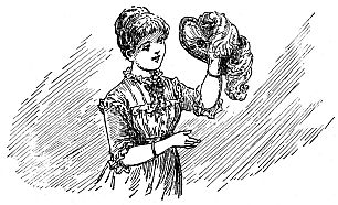 woman holding hat with featehrs