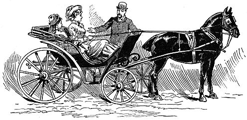 woman and child in carriage talking with man on road