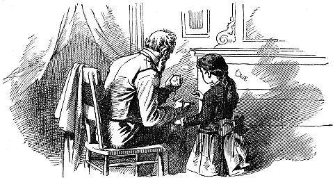 Old man showing watch to little girl