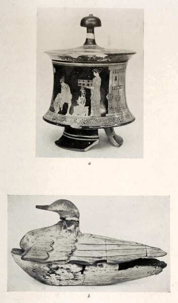 Illustration: (a) A Pyxis in the British Museum. (b) A
            Toilet-box in the British Museum.