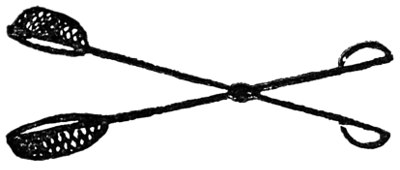 Line drawing of tool resembling scissors with nets on the tips