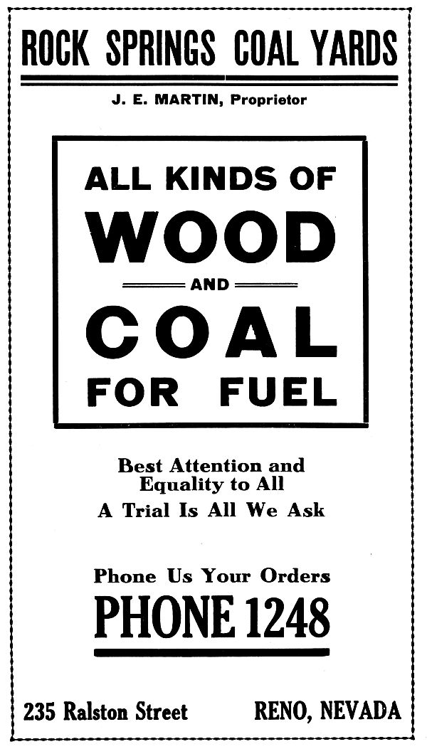 Rock Springs Coal Yards ad