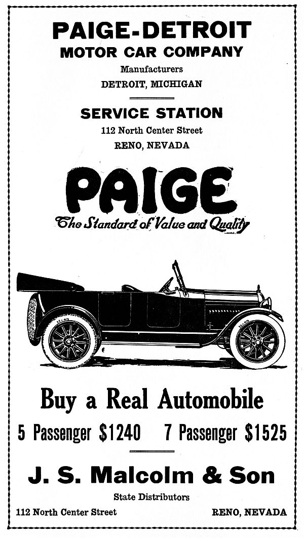 Paige-Detroit Motor Cars ad