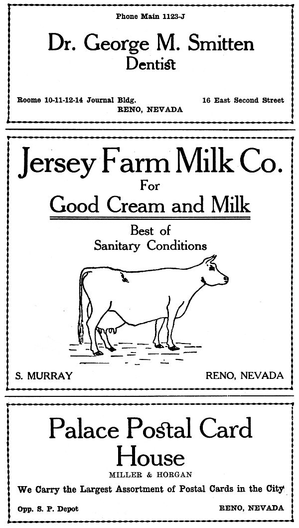 Jersey Farm Milk Company, Dr Smitten, Palace Postal Card House ads