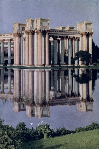 Colonnade of The Palace of Fine Arts reflected in the
Lagoon.