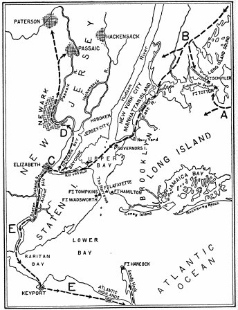 Image unavailable: THE ATTACK ON THE NEW YORK DEFENCES


A. Attack on Ft. Totten.
B. Attack on Ft. Schuyler.
C and D. Course of Troops Capturing New Jersey Manufacturing Cities.
EE. Attack on Sandy Hook Forts.

