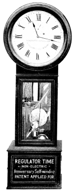 BANGERTER’S NON-ELECTRIC REGULATOR TIME
CLOCK—ANNIVERSARY SELF-WINDING.

Patent Applied for, 1911.