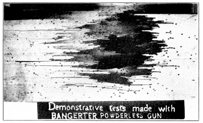 BANGERTER’S POWDERLESS GUN.

View of Targets Which Thousands of Bullets Have Pierced.

Thickness of the Targets, 2½ inch. Time, 20 seconds.