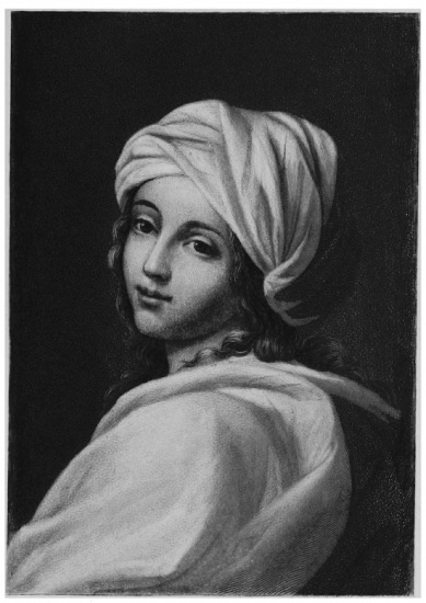 Beatrice Cenci

From the painting by Guido Reni In the Barbarini Gallery, Rome

“The very saddest picture ever painted or conceived,” says
Nathaniel Hawthorne. Accused of complicity in the murder of a
brutal father, Beatrice Cenci endured horrible torture in St.
Angelo with heroic fortitude rivalling that of strong men, and
never really confessed the crime. She was beheaded in front of the
Castle of St. Angelo.