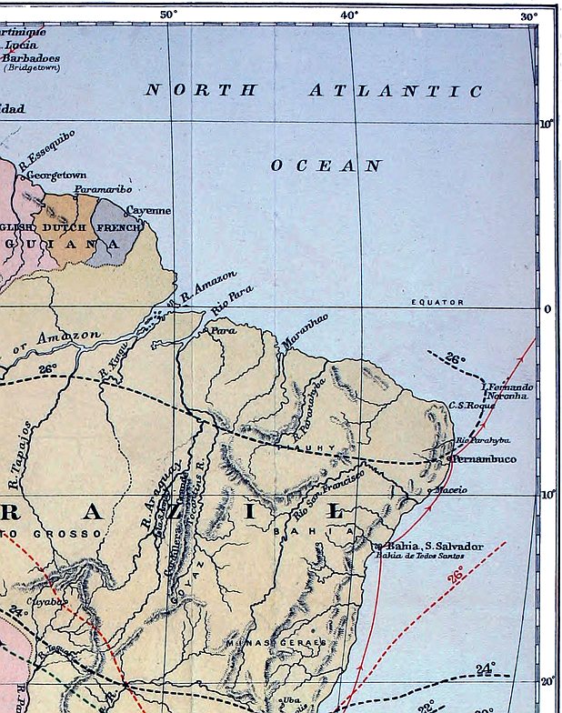 Map of South America: Upper-right quadrant