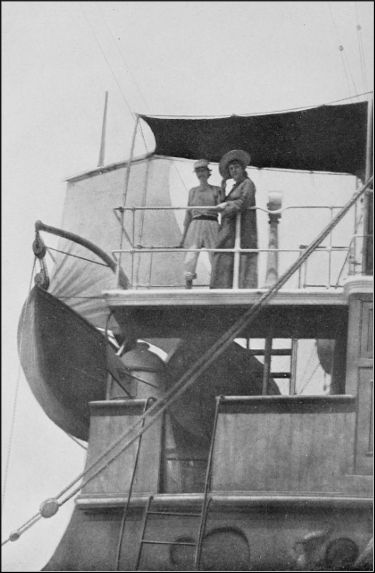 Mr. and Mrs. Robert Louis Stevenson on the bridge of the "Janet Nichol"