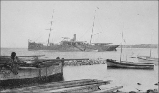 The "Janet Nichol" at anchor off Penrhyn Island