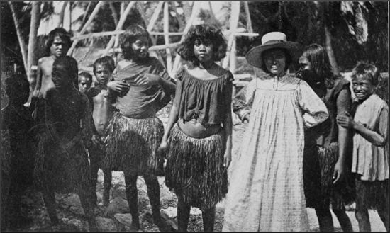 Missionary from a civilized island,
and some of her converts