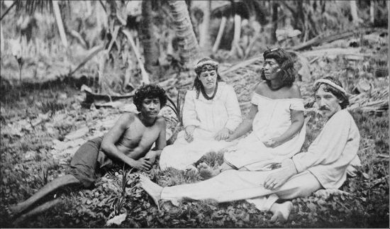 Mr. and Mrs. Stevenson in company with Nan Tok and Natakanti on Butaritari Island