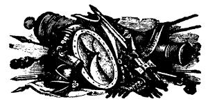 A pile of discarded armour and weapons