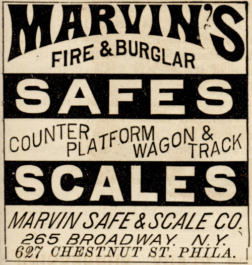 Ad for Marvin's Safes and Scales