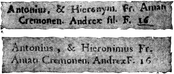 Antonius, & Hieronym. Fr. Amati Cremonen. Andrex fil. F. 16 Antonius, & Hieronimus Fr. Amati Cremonen. Andrex F. 16