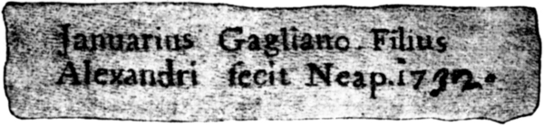 Januarius Gagliano, Filius Alexandri fecit Neap. 1732.