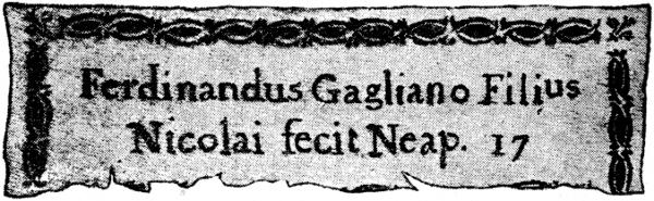 Ferdinandus Gagliano Filius Nicolai fecit Neap. 17