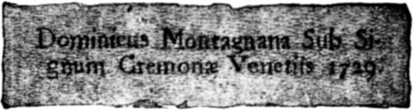 Dominicus Montagnana Sub Si-|gnum Cremonæ Venetiis 1729.
