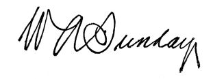 Signature of William A. "Billy" Sunday