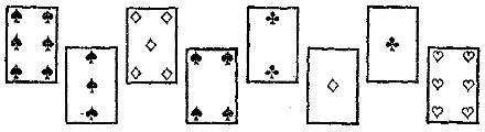 Cards alternate: pone/dealer. 🂦 🂣 🃅 🂤 🃒 🃁 🃑 🂶