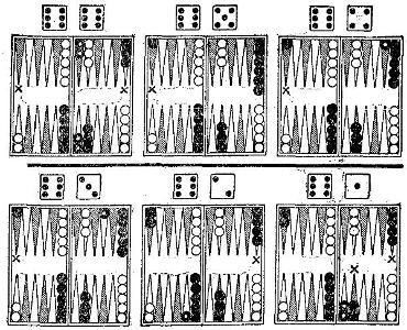 Backgammon boards showing the layouts described