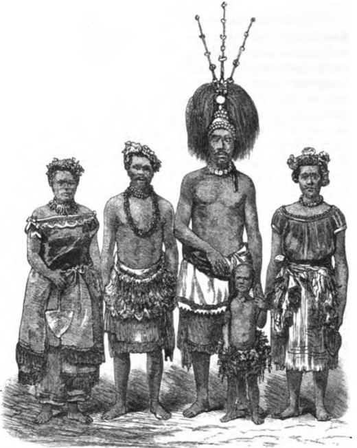 Samoanischer Häuptling mit Familie.