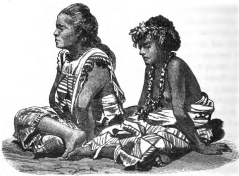 Sitzende Samoanerinnen.