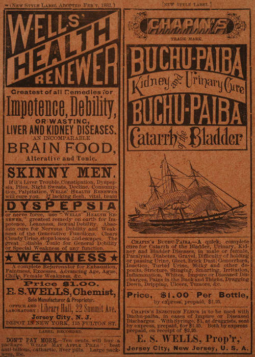 A page of adverts for Wells’ products. Text as above.