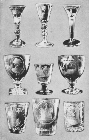 Image unavailable: Courtesy Brooklyn Museum of Art

Three Rare Williamite Glasses. Two English Glass Rummers Engraved with
Nelson Subjects, and a smaller Jacobite Arms Rummer. Centre Tumbler
Commemorates Coronation of George IV of England. Two 18th Century
Tumblers