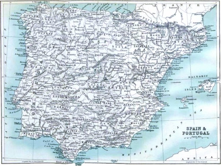 Map of Spain and Portugal