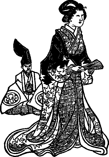 Illustration: Kaoyo standing, Tadayoshi seated