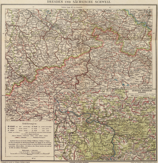 Karte von Dresden und der Sächsischen Schweiz
