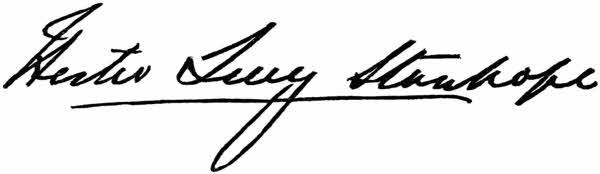 Signature of Lady Hester Stanhop