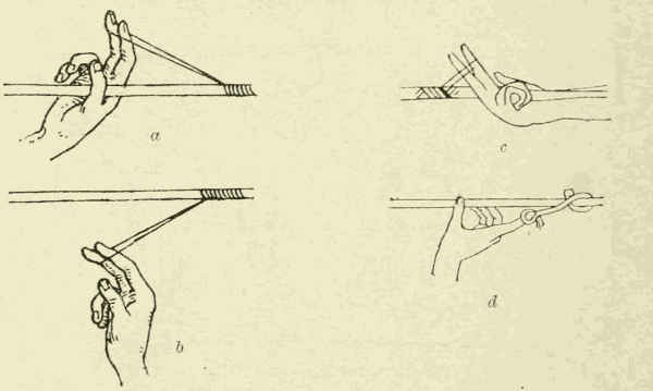 Illustrations of the use of the throwing-thong.